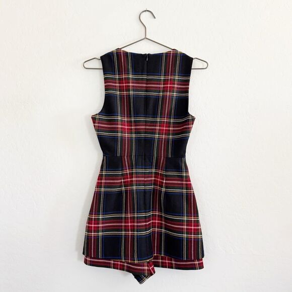 Maje size 34/US 0 IRIS Tartan Plaid Synthetic Sleeveless V-Neck Jumpsuit Romper - Picture 4 of 16